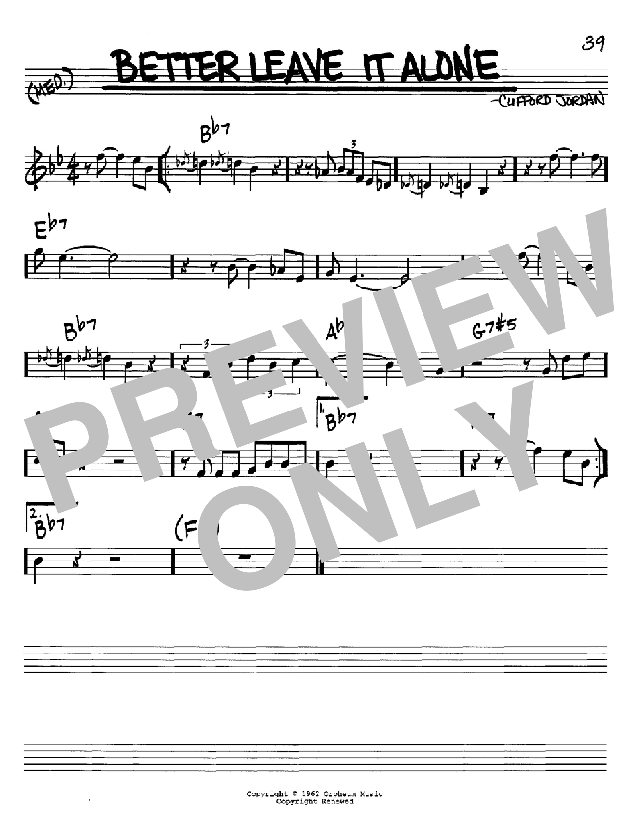 Download Clifford Jordan Better Leave It Alone Sheet Music and learn how to play Real Book - Melody & Chords - C Instruments PDF digital score in minutes