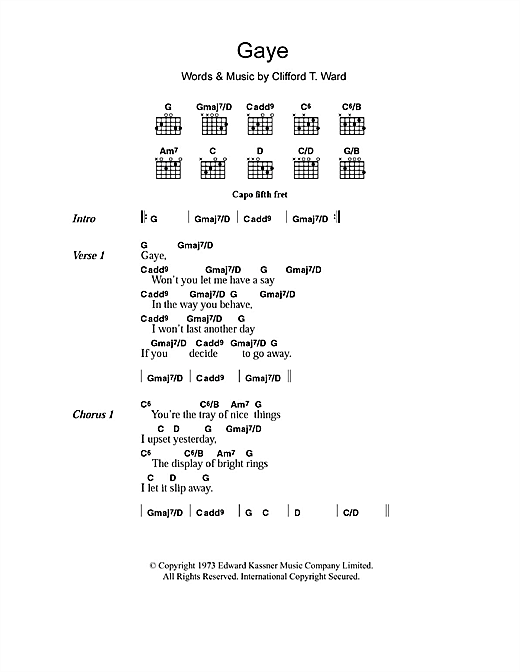 Download Clifford T. Ward Gaye Sheet Music and learn how to play Lyrics & Chords PDF digital score in minutes