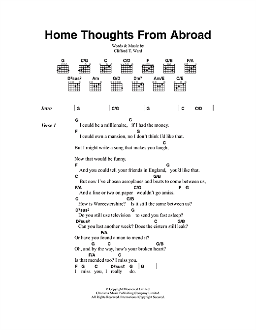 Download Clifford T. Ward Home Thoughts From Abroad Sheet Music and learn how to play Lyrics & Chords PDF digital score in minutes