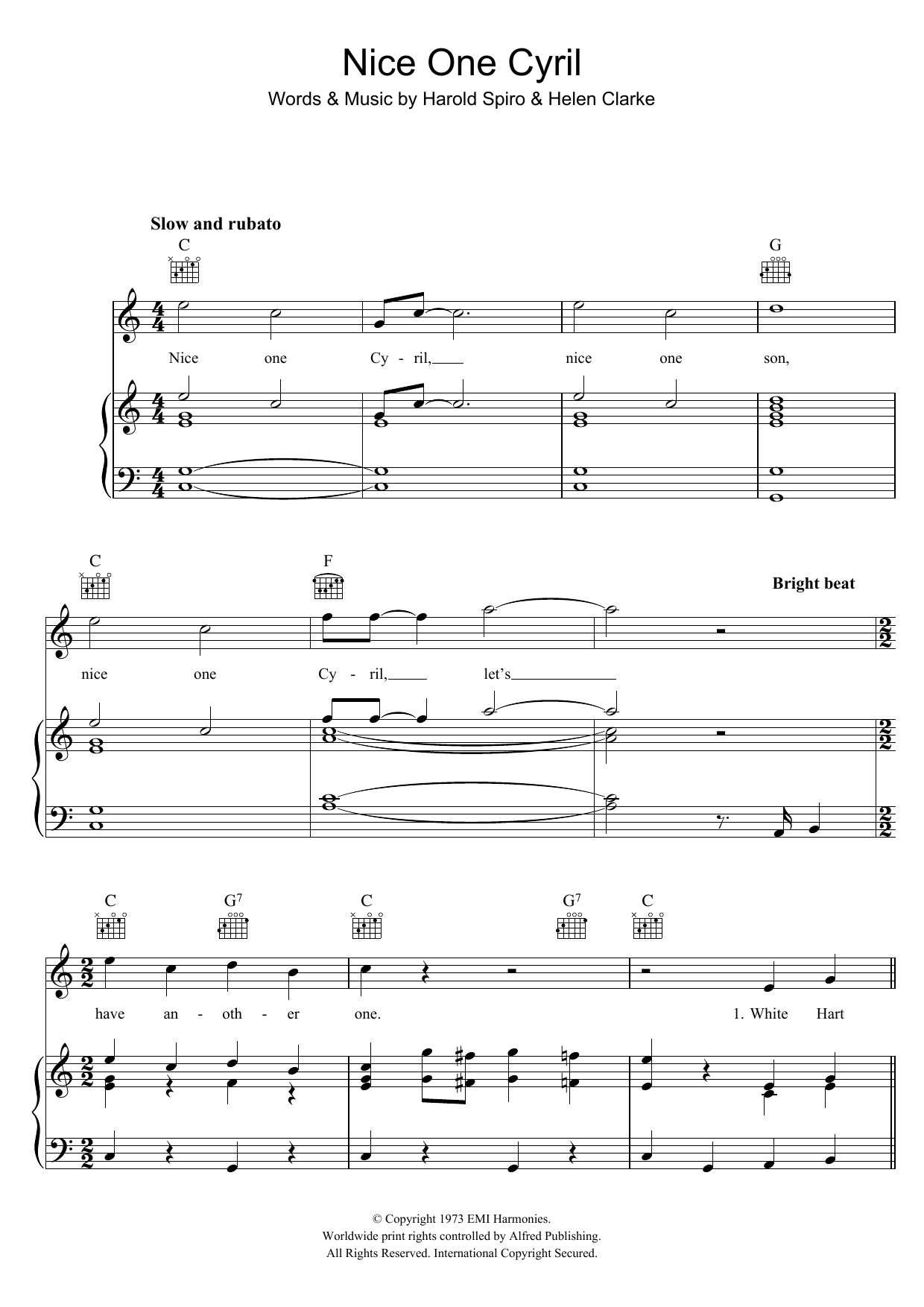 Download Cockerel Chorus Nice One Cyril Sheet Music and learn how to play Piano, Vocal & Guitar (Right-Hand Melody) PDF digital score in minutes