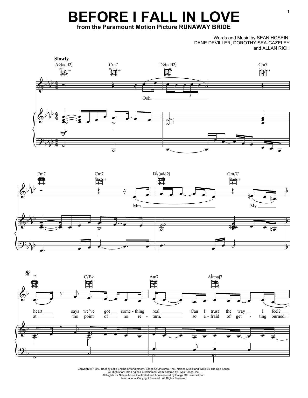 Download Coco Lee Before I Fall In Love Sheet Music and learn how to play Piano, Vocal & Guitar Chords (Right-Hand Melody) PDF digital score in minutes