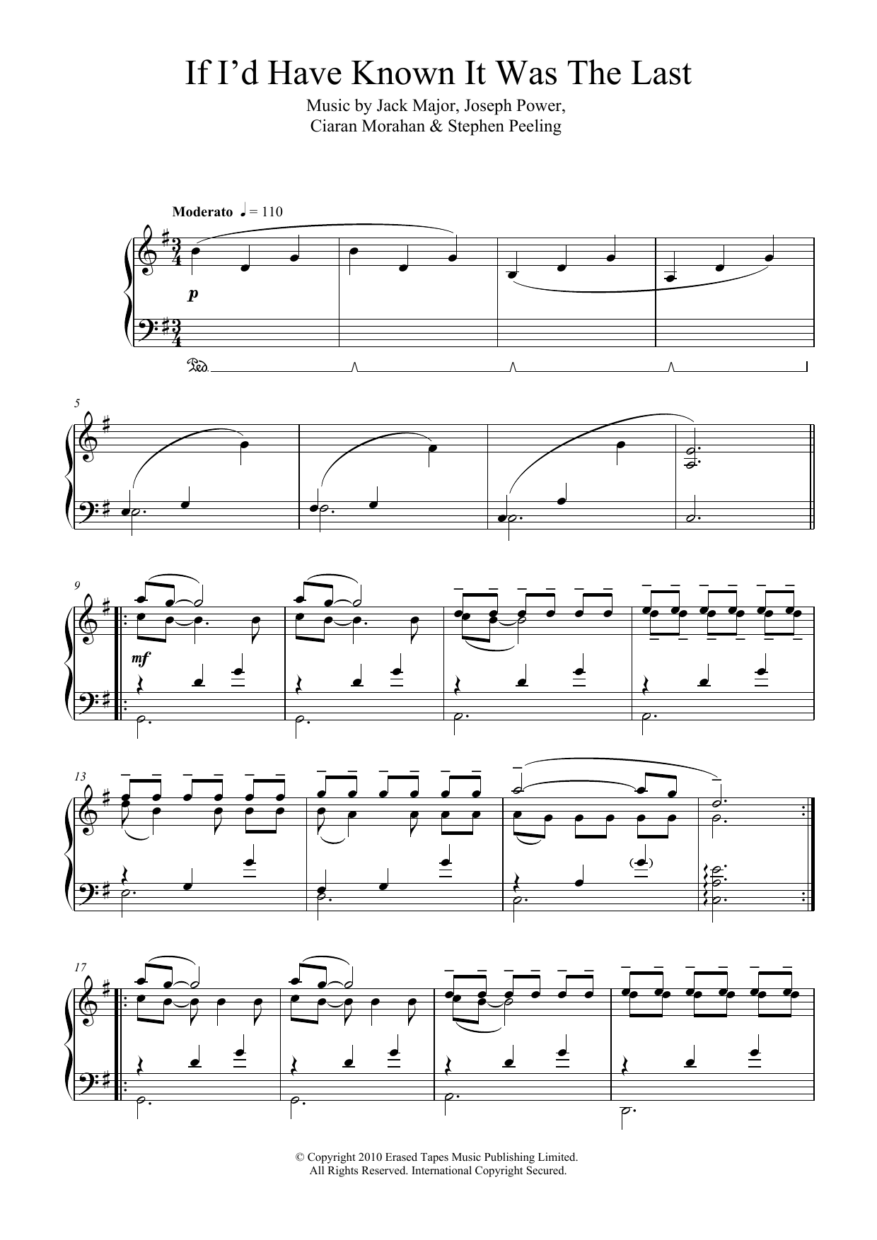 Download Codes In The Clouds If I'd Have Known It Was The Last (Second Position) Sheet Music and learn how to play Piano PDF digital score in minutes