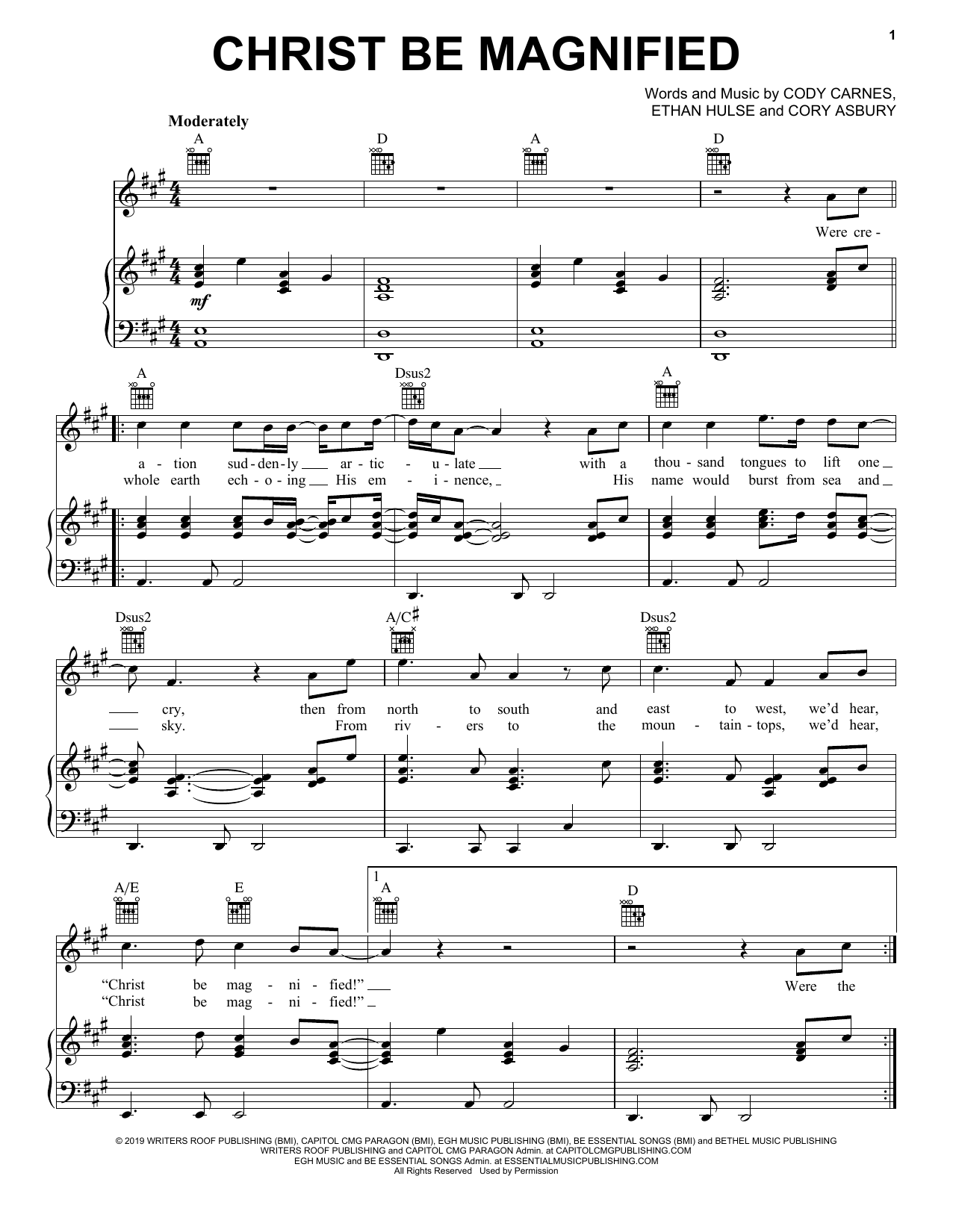 Download Cody Carnes Christ Be Magnified Sheet Music and learn how to play Piano, Vocal & Guitar Chords (Right-Hand Melody) PDF digital score in minutes
