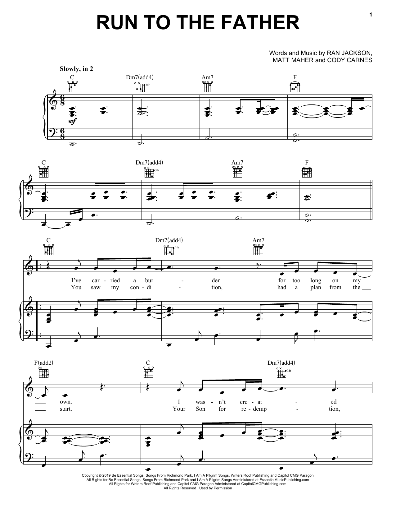 Download Cody Carnes Run To The Father Sheet Music and learn how to play Alto Sax Solo PDF digital score in minutes