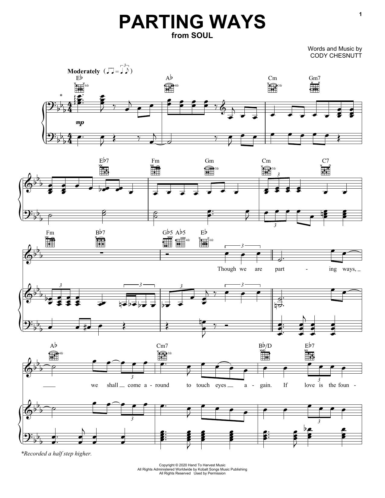 Download Cody ChesnuTT Parting Ways (from Soul) Sheet Music and learn how to play Super Easy Piano PDF digital score in minutes