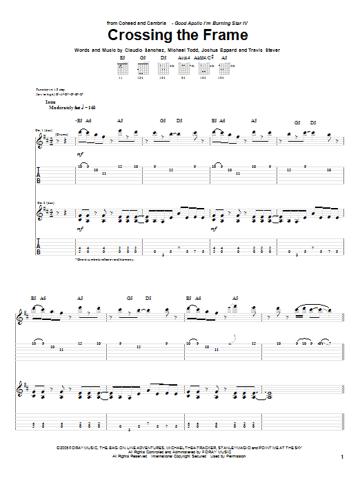 Download Coheed And Cambria Crossing The Frame Sheet Music and learn how to play Guitar Tab PDF digital score in minutes