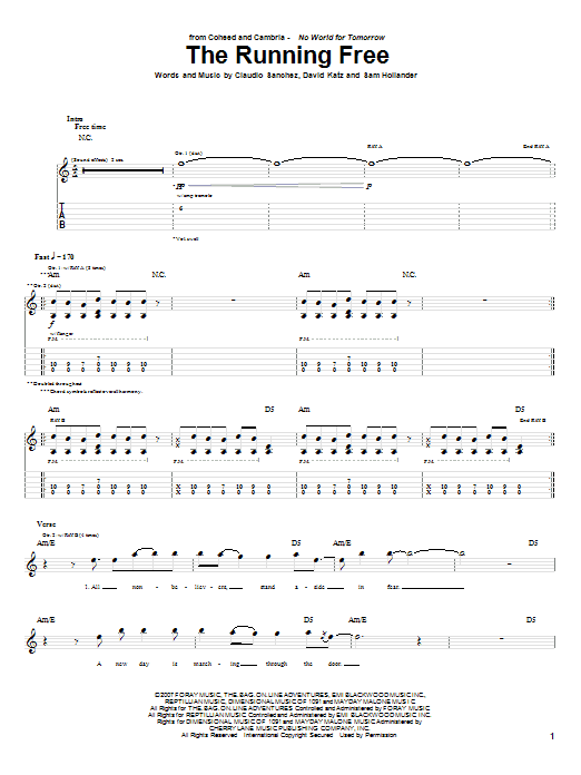 Download Coheed And Cambria The Running Free Sheet Music and learn how to play Guitar Tab PDF digital score in minutes