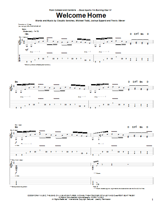 Download Coheed And Cambria Welcome Home Sheet Music and learn how to play Bass Guitar Tab PDF digital score in minutes