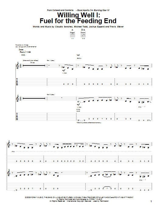 Download Coheed And Cambria Fuel For The Feeding End Sheet Music and learn how to play Guitar Tab PDF digital score in minutes