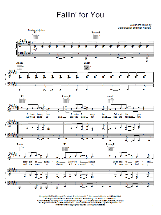 Download Colbie Caillat Fallin' For You Sheet Music and learn how to play Easy Piano PDF digital score in minutes