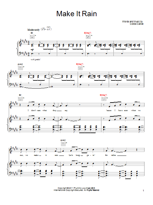 Download Colbie Caillat Make It Rain Sheet Music and learn how to play Piano, Vocal & Guitar (Right-Hand Melody) PDF digital score in minutes