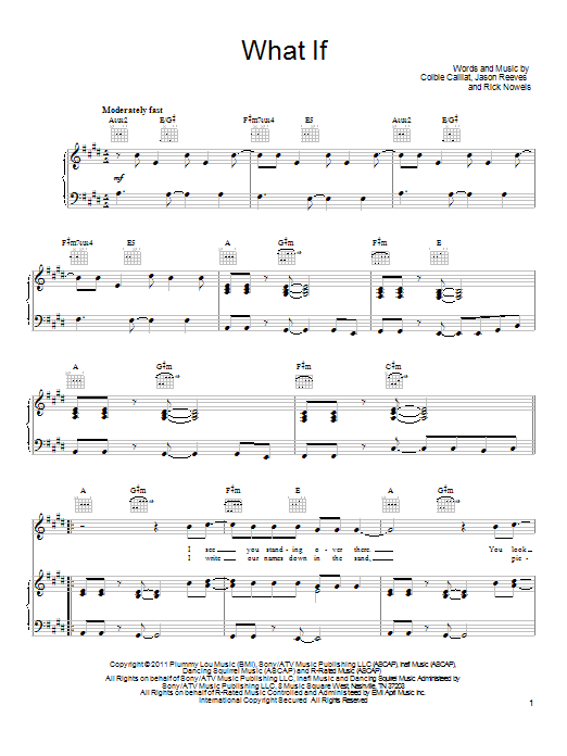 Download Colbie Caillat What If Sheet Music and learn how to play Lyrics & Chords PDF digital score in minutes