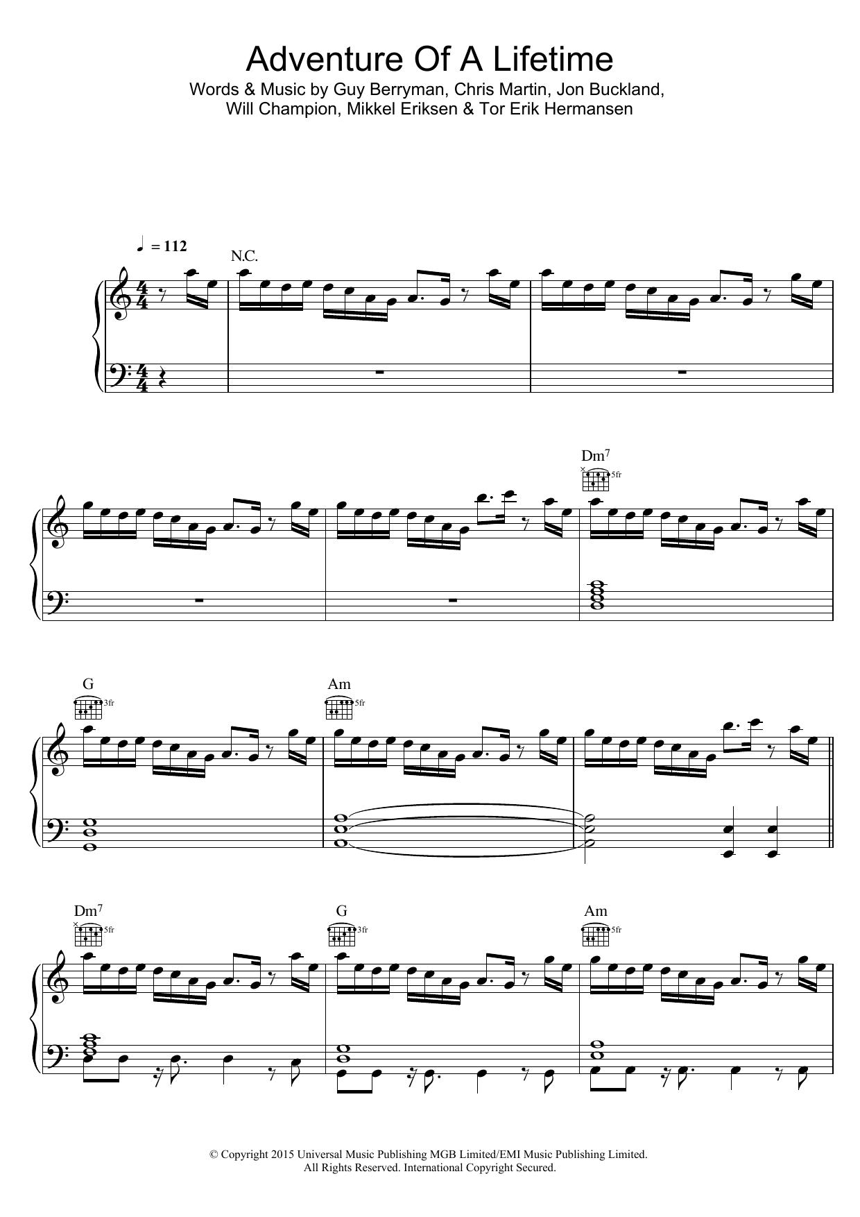 Download Coldplay Adventure Of A Lifetime Sheet Music and learn how to play Lyrics & Chords PDF digital score in minutes