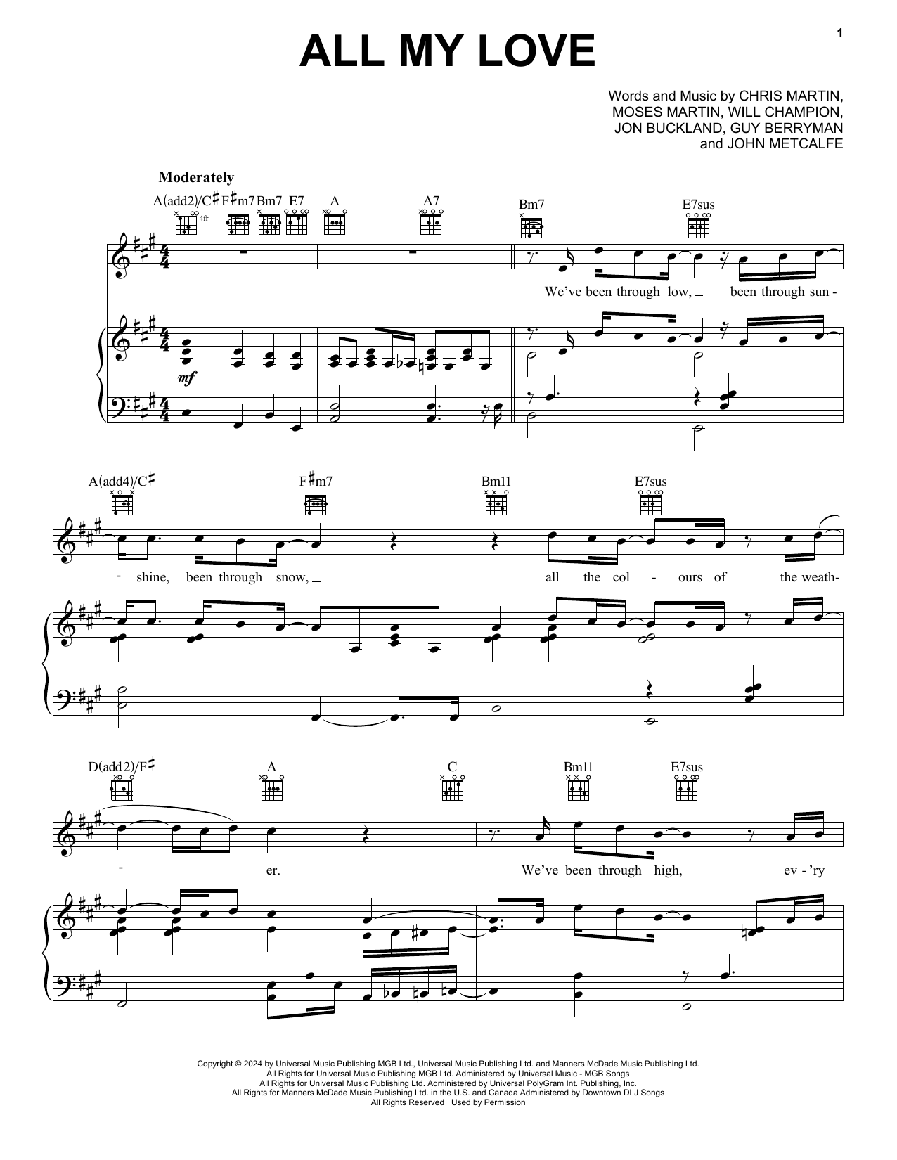 Download Coldplay All My Love Sheet Music and learn how to play Super Easy Piano PDF digital score in minutes