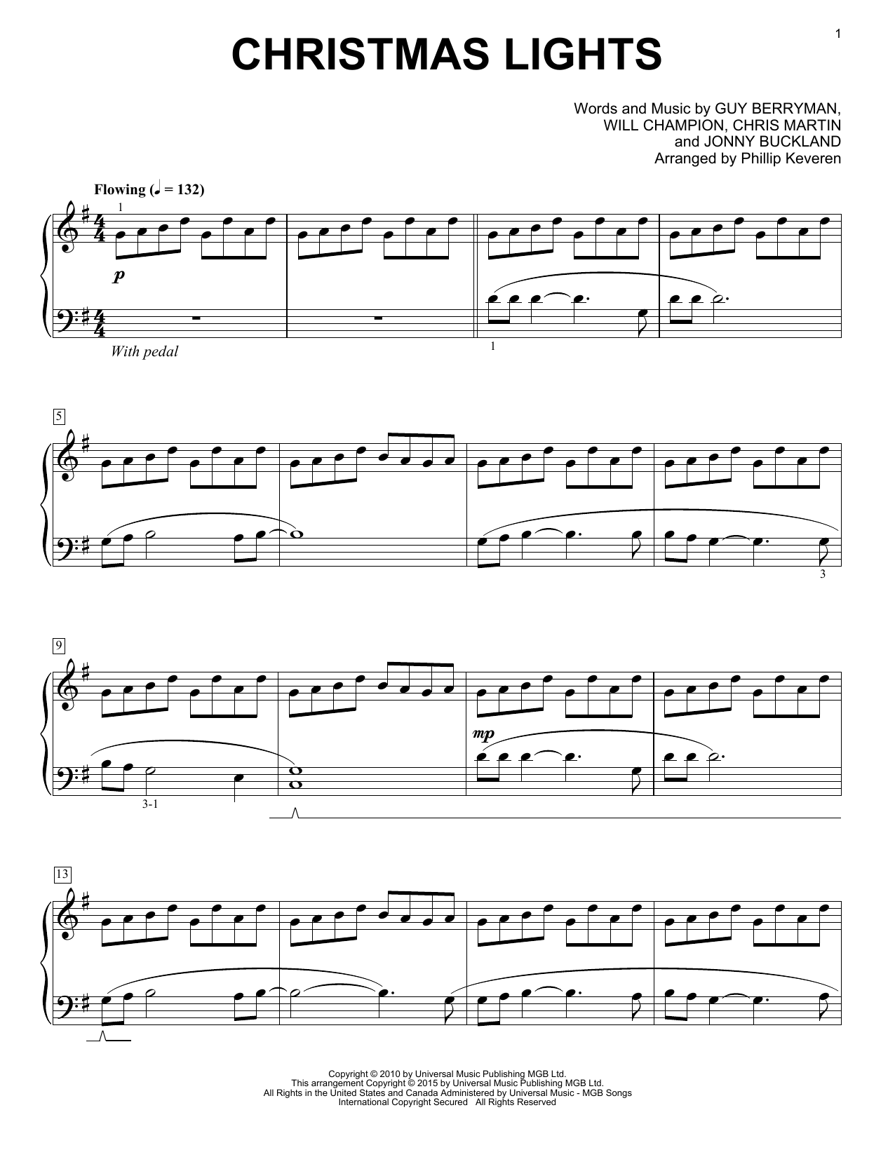 Download Coldplay Christmas Lights Sheet Music and learn how to play Piano PDF digital score in minutes