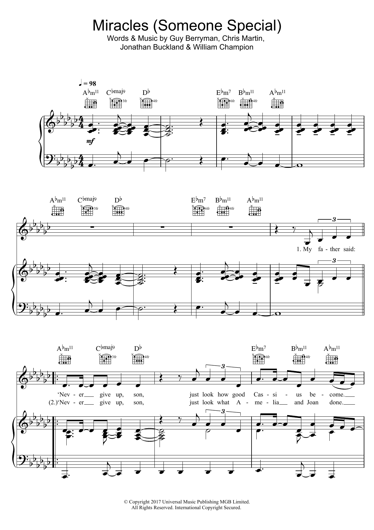 Download Coldplay Miracles (Someone Special) (feat. Big Sean) Sheet Music and learn how to play Piano, Vocal & Guitar (Right-Hand Melody) PDF digital score in minutes