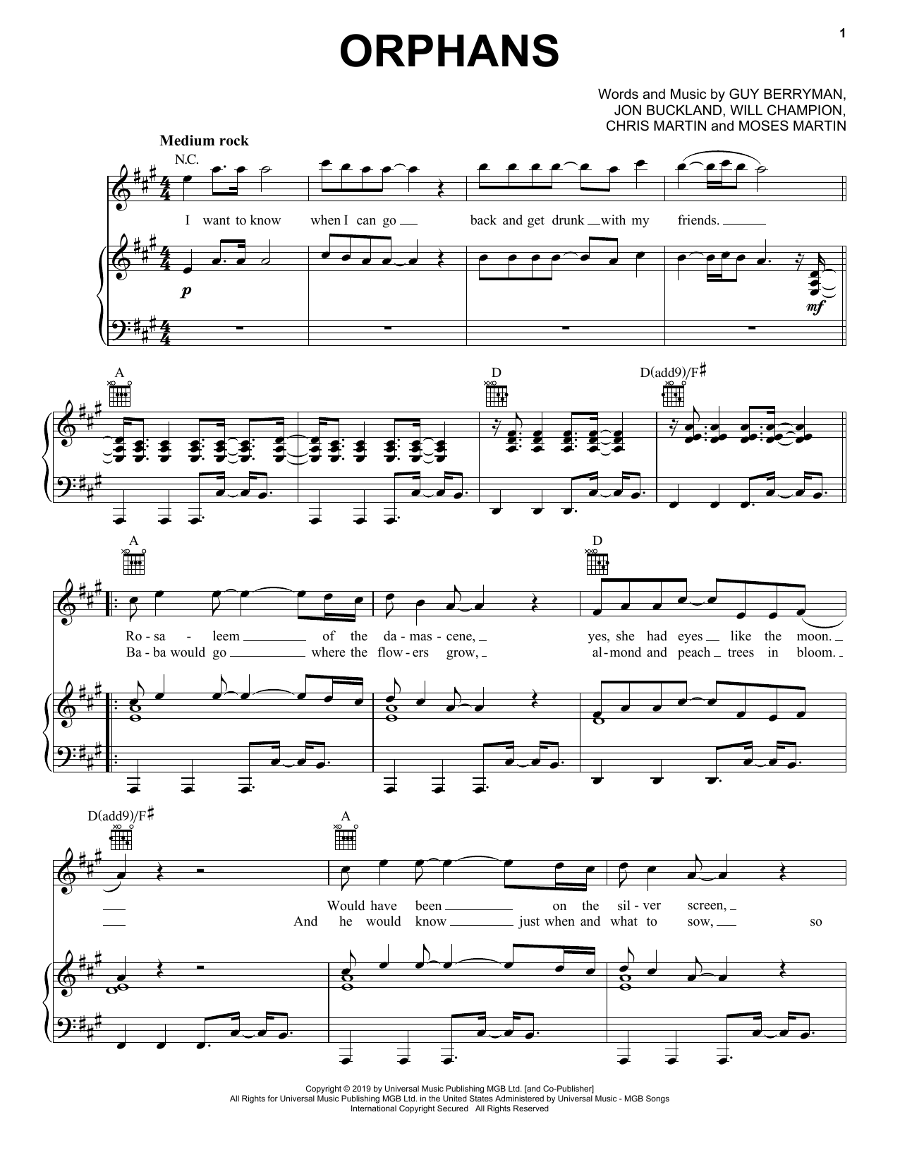 Download Coldplay Orphans Sheet Music and learn how to play Ukulele PDF digital score in minutes