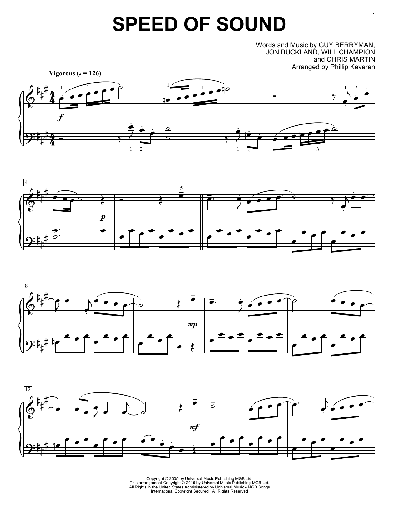 Download Coldplay Speed Of Sound Sheet Music and learn how to play Piano PDF digital score in minutes