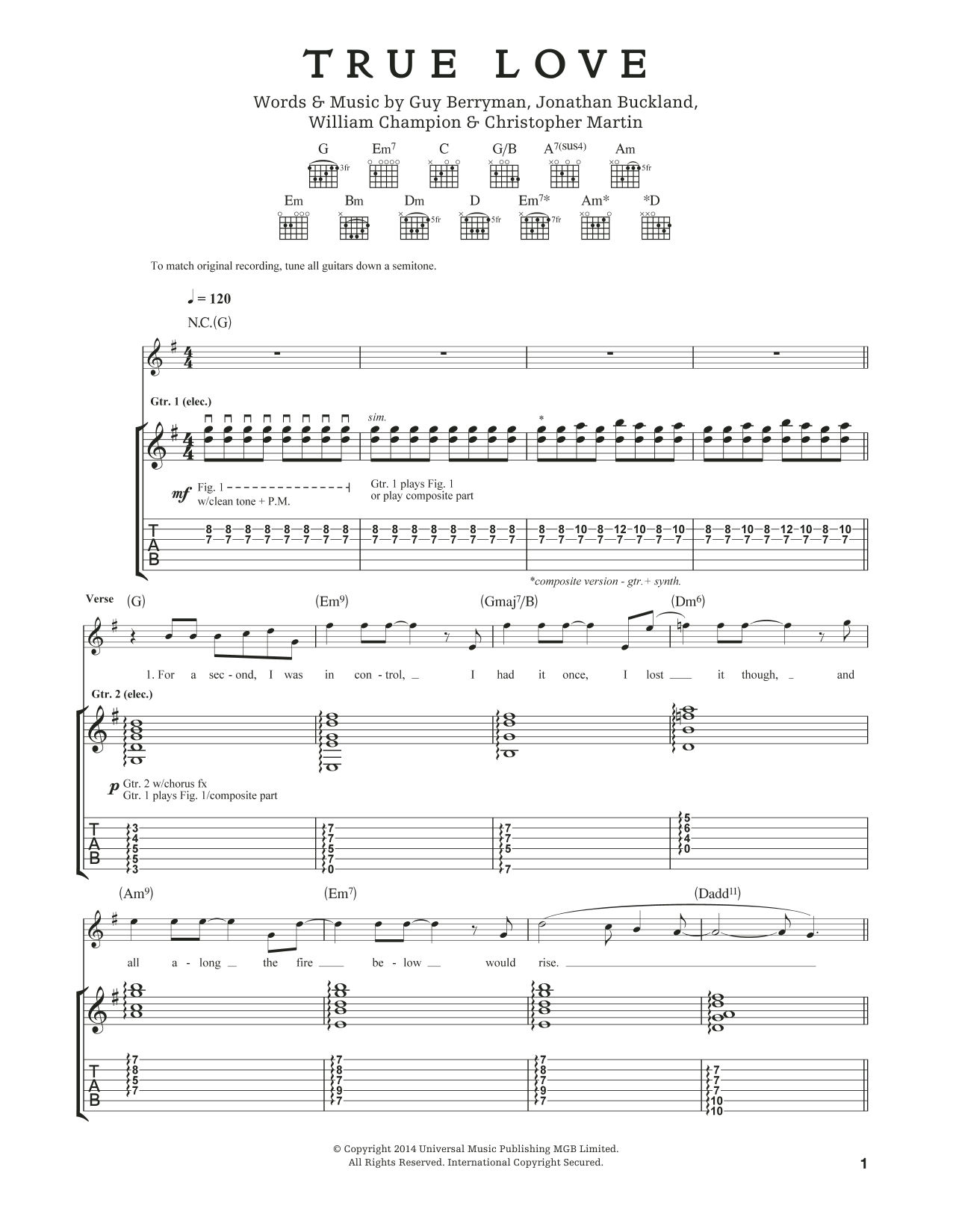 Free True Love by Coldplay sheet music  Download PDF or print on