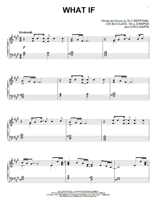 Download Coldplay What If Sheet Music and learn how to play Piano PDF digital score in minutes