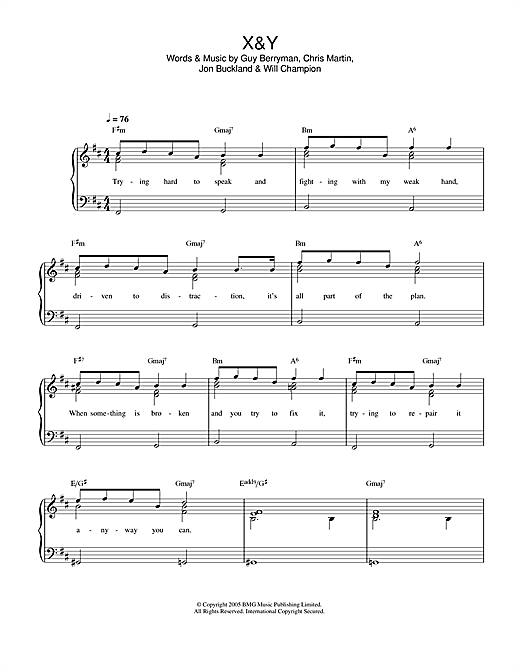 Download Coldplay X&Y Sheet Music and learn how to play Keyboard PDF digital score in minutes