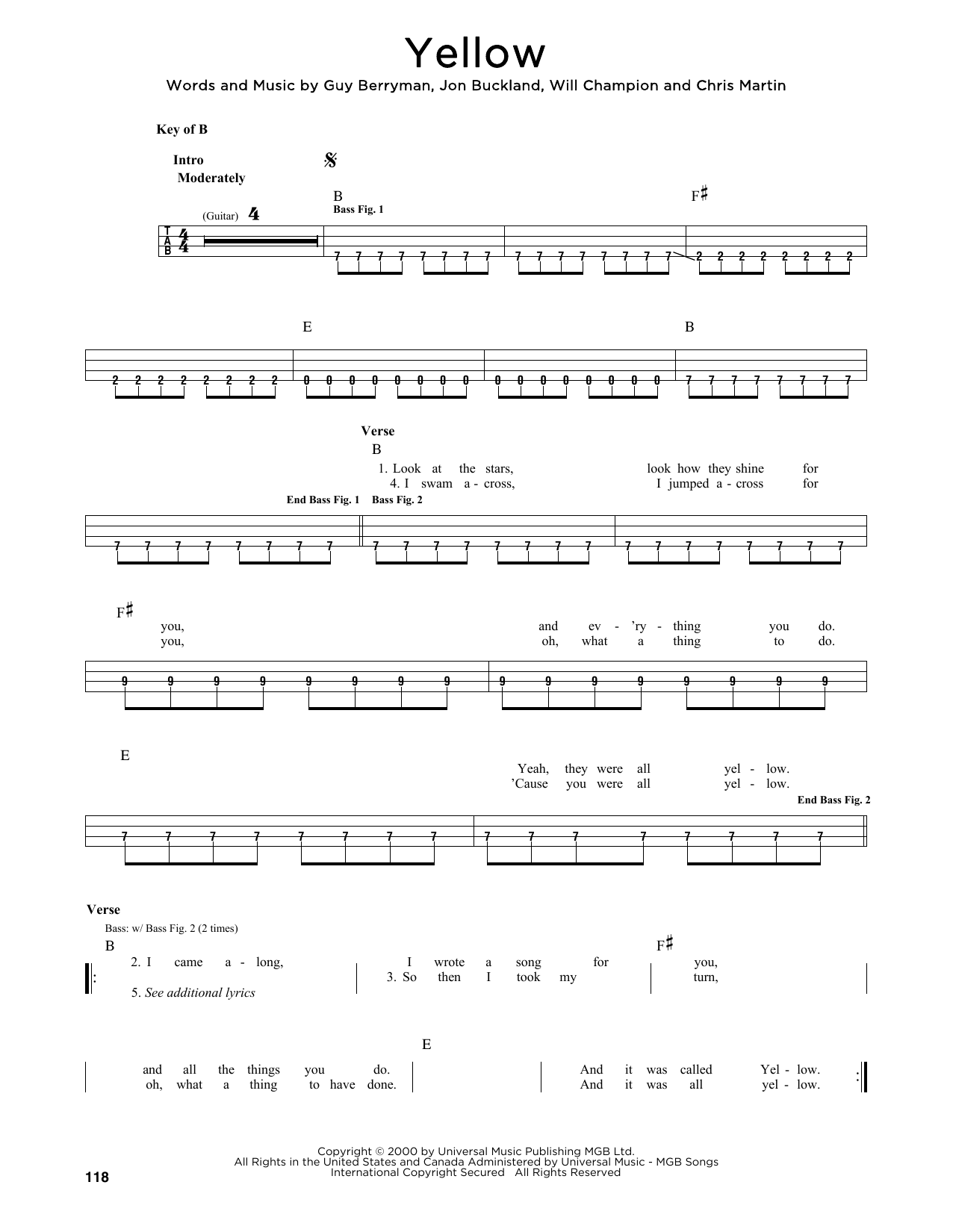 Download Coldplay Yellow Sheet Music and learn how to play Ukulele PDF digital score in minutes