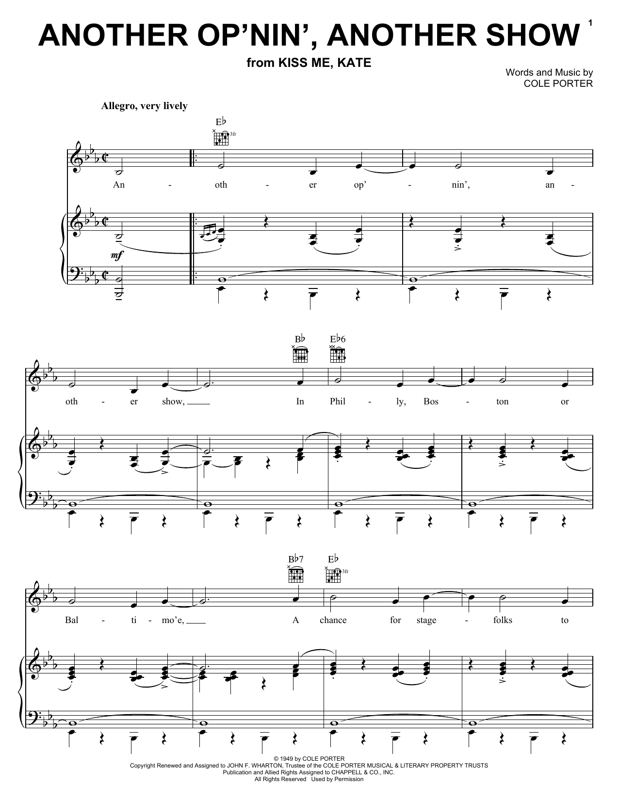 Download Cole Porter Sheet Music and learn how to play Piano, Vocal & Guitar (Right-Hand Melody) PDF score in minutes