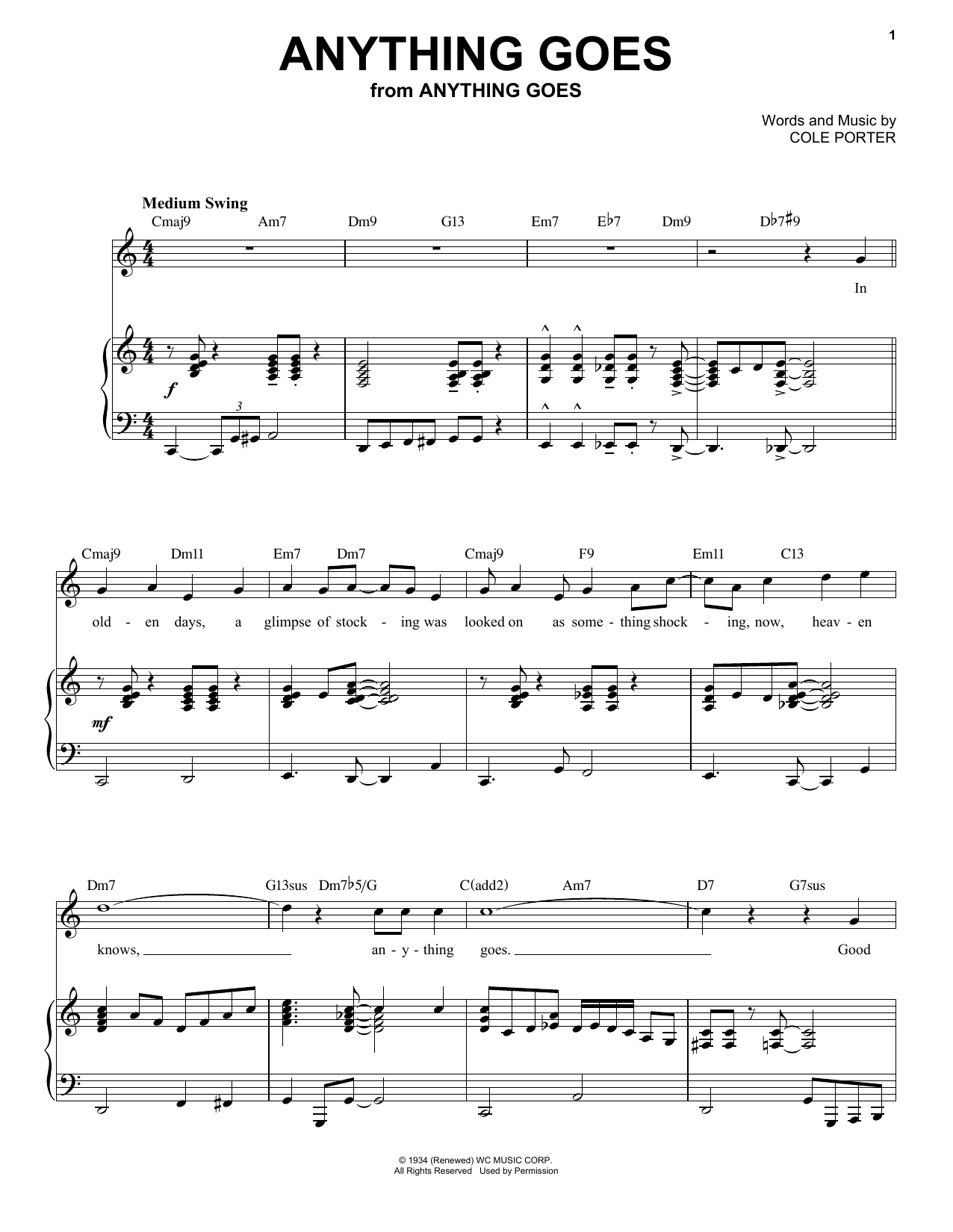 Download Cole Porter Anything Goes [Jazz version] (arr. Brent Edstrom) Sheet Music and learn how to play Piano & Vocal PDF digital score in minutes