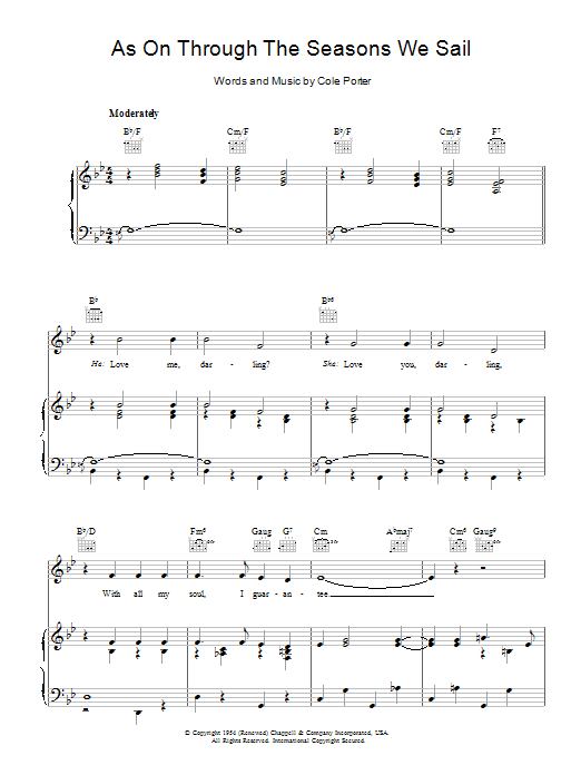Download Cole Porter As On Through The Seasons We Sail Sheet Music and learn how to play Piano, Vocal & Guitar (Right-Hand Melody) PDF digital score in minutes