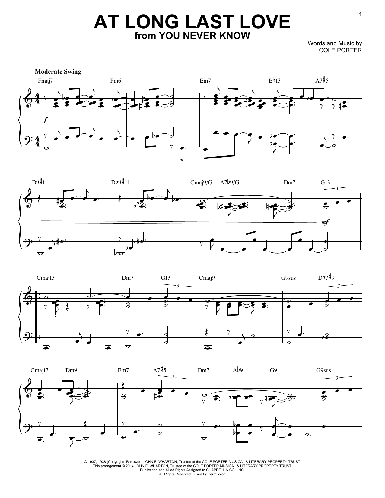 Download Cole Porter At Long Last Love Sheet Music and learn how to play Piano PDF digital score in minutes