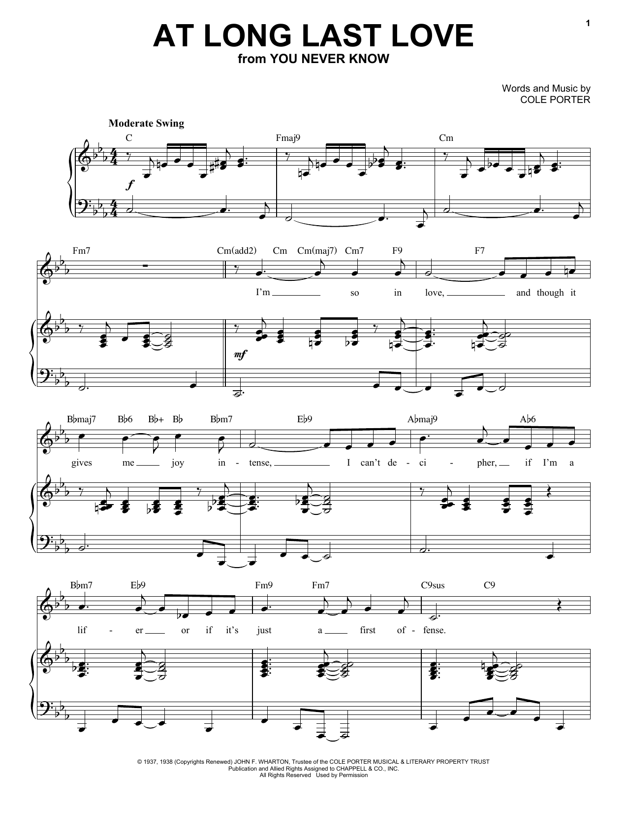 Download Cole Porter At Long Last Love [Jazz version] (from You Never Know) (arr. Brent Edstrom) Sheet Music and learn how to play Piano & Vocal PDF digital score in minutes