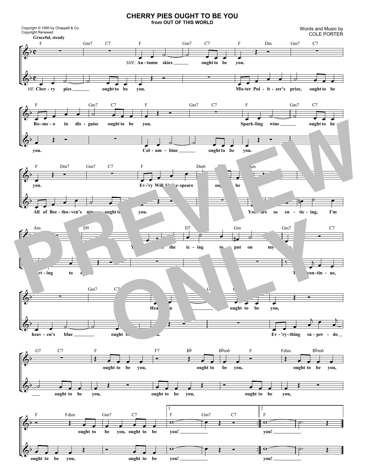 Download Cole Porter Cherry Pies Ought To Be You Sheet Music and learn how to play Melody Line, Lyrics & Chords PDF digital score in minutes