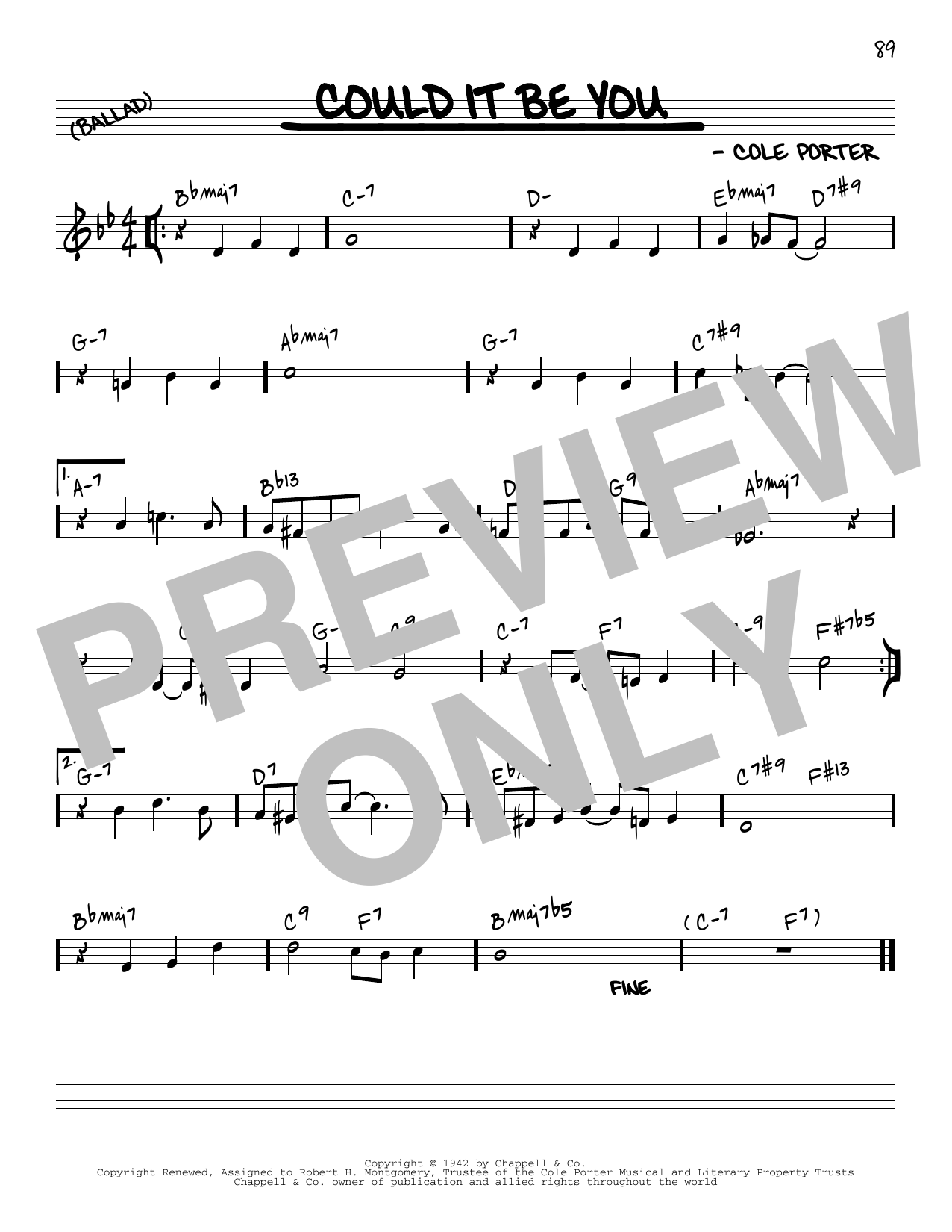 Download Cole Porter Could It Be You [Reharmonized version] (arr. Jack Grassel) Sheet Music and learn how to play Real Book – Melody & Chords PDF digital score in minutes