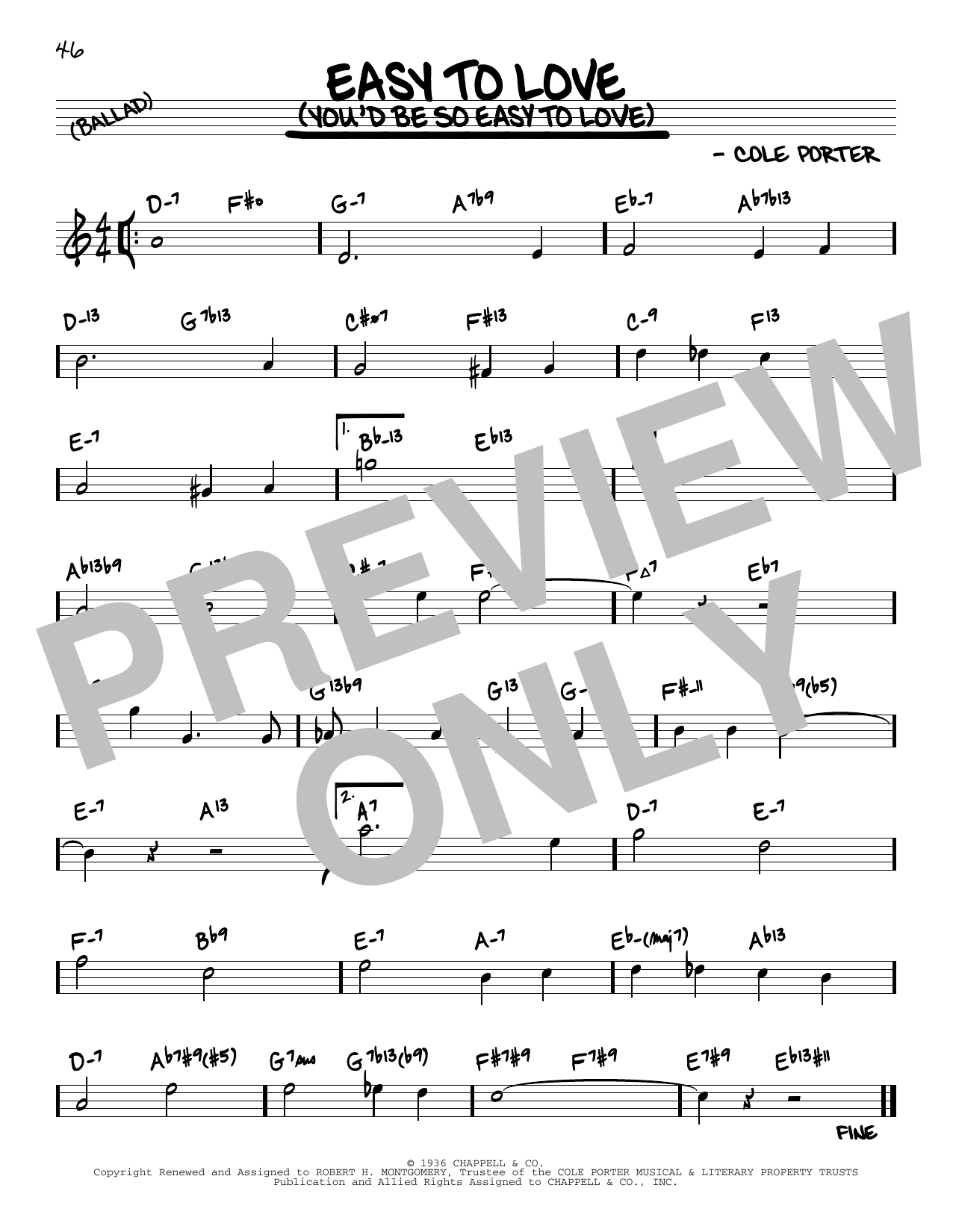 Download Cole Porter Easy To Love (You'd Be So Easy To Love) (arr. David Hazeltine) Sheet Music and learn how to play Real Book – Enhanced Chords PDF digital score in minutes