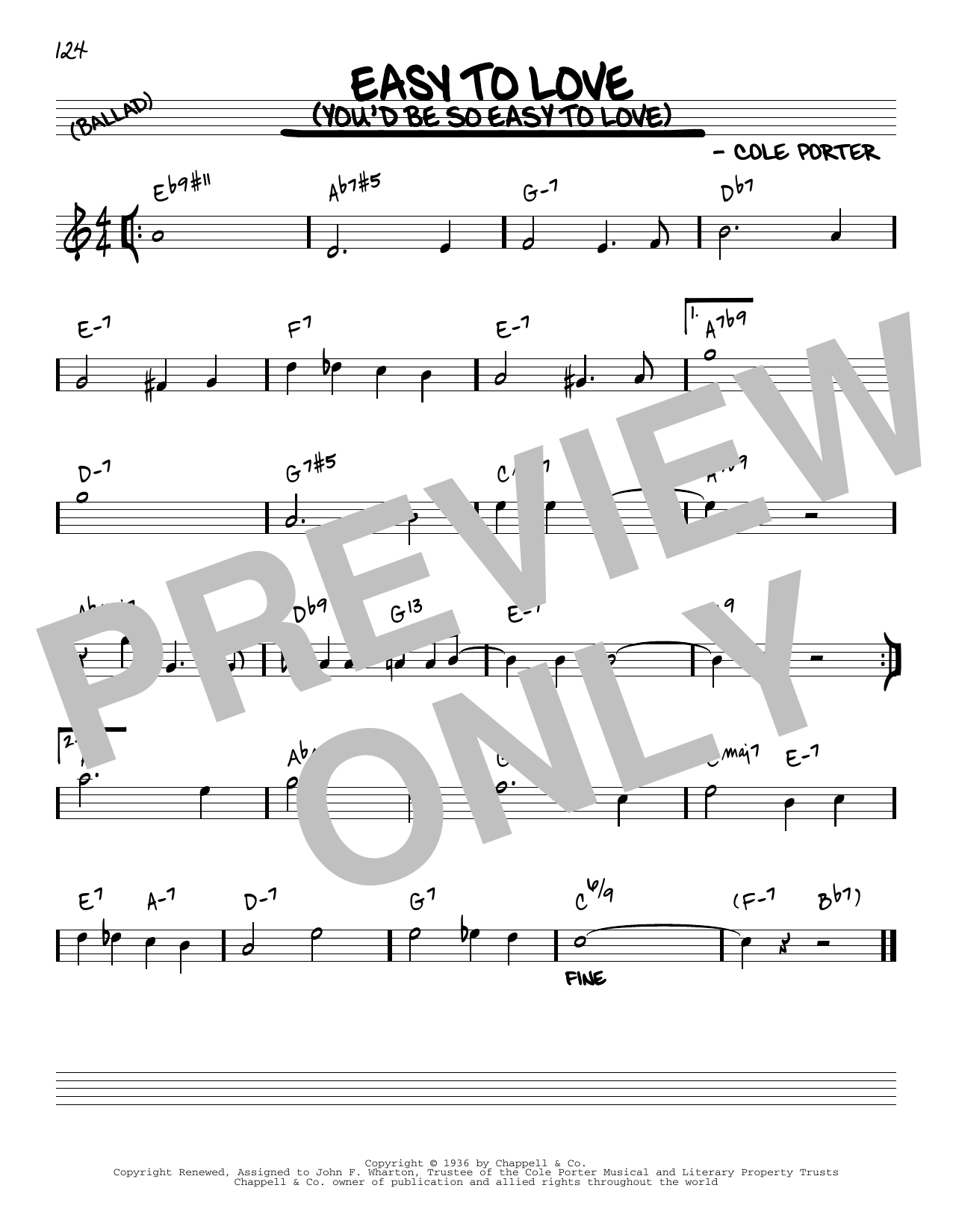 Download Cole Porter Easy To Love (You'd Be So Easy To Love) [Reharmonized version] (arr. Jack Grasse Sheet Music and learn how to play Real Book – Melody & Chords PDF digital score in minutes