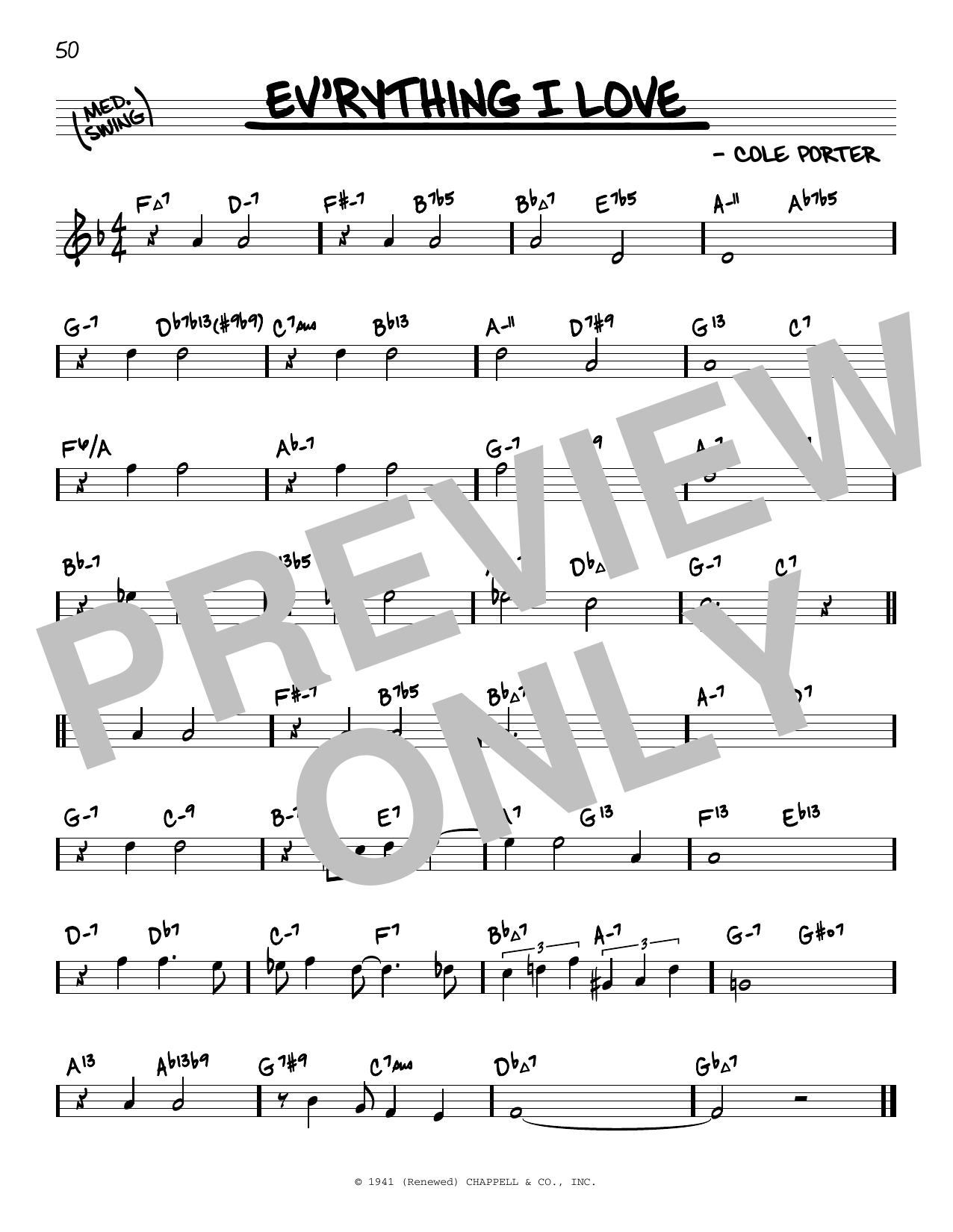 Download Cole Porter Ev'rything I Love (arr. David Hazeltine) Sheet Music and learn how to play Real Book – Enhanced Chords PDF digital score in minutes