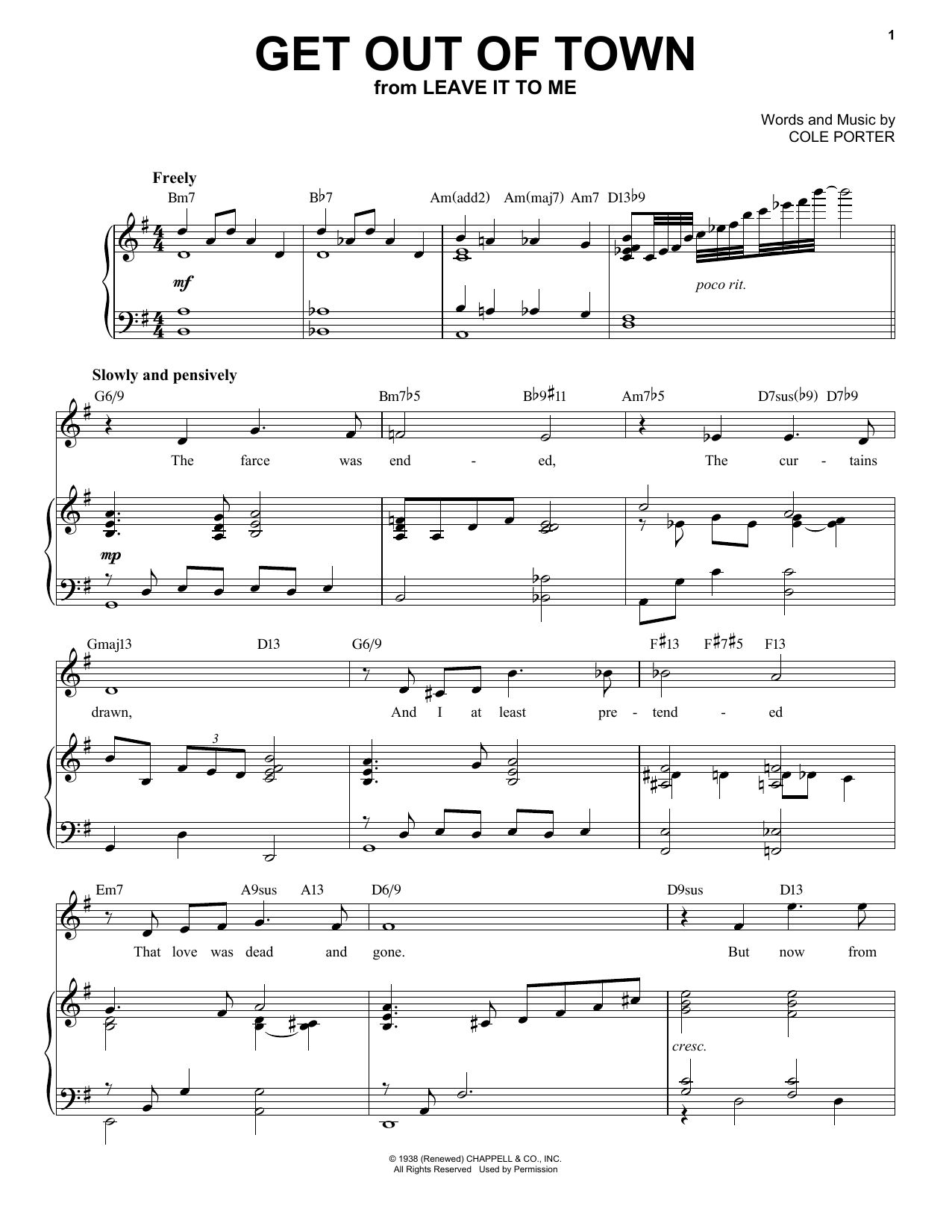 Download Cole Porter Get Out Of Town [Jazz version] (from Leave It To Me) (arr. Brent Edstrom) Sheet Music and learn how to play Piano & Vocal PDF digital score in minutes
