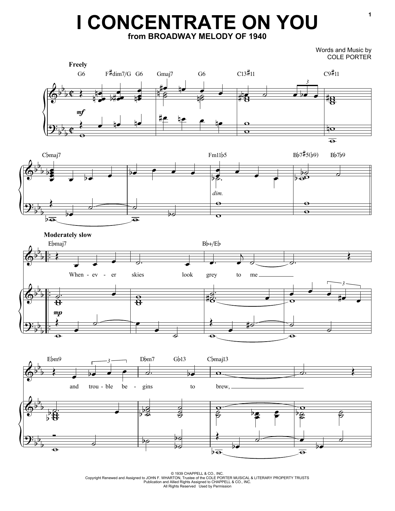 Download Cole Porter I Concentrate On You [Jazz version] (from Broadway Melody Of 1940) (arr. Brent E Sheet Music and learn how to play Piano & Vocal PDF digital score in minutes