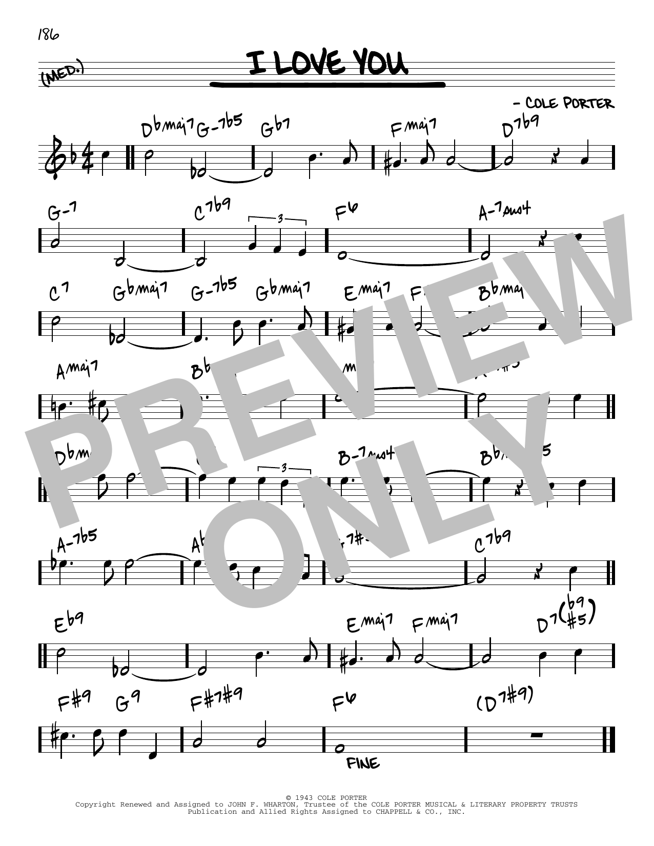 Download Cole Porter I Love You [Reharmonized version] (arr. Jack Grassel) Sheet Music and learn how to play Real Book – Melody & Chords PDF digital score in minutes