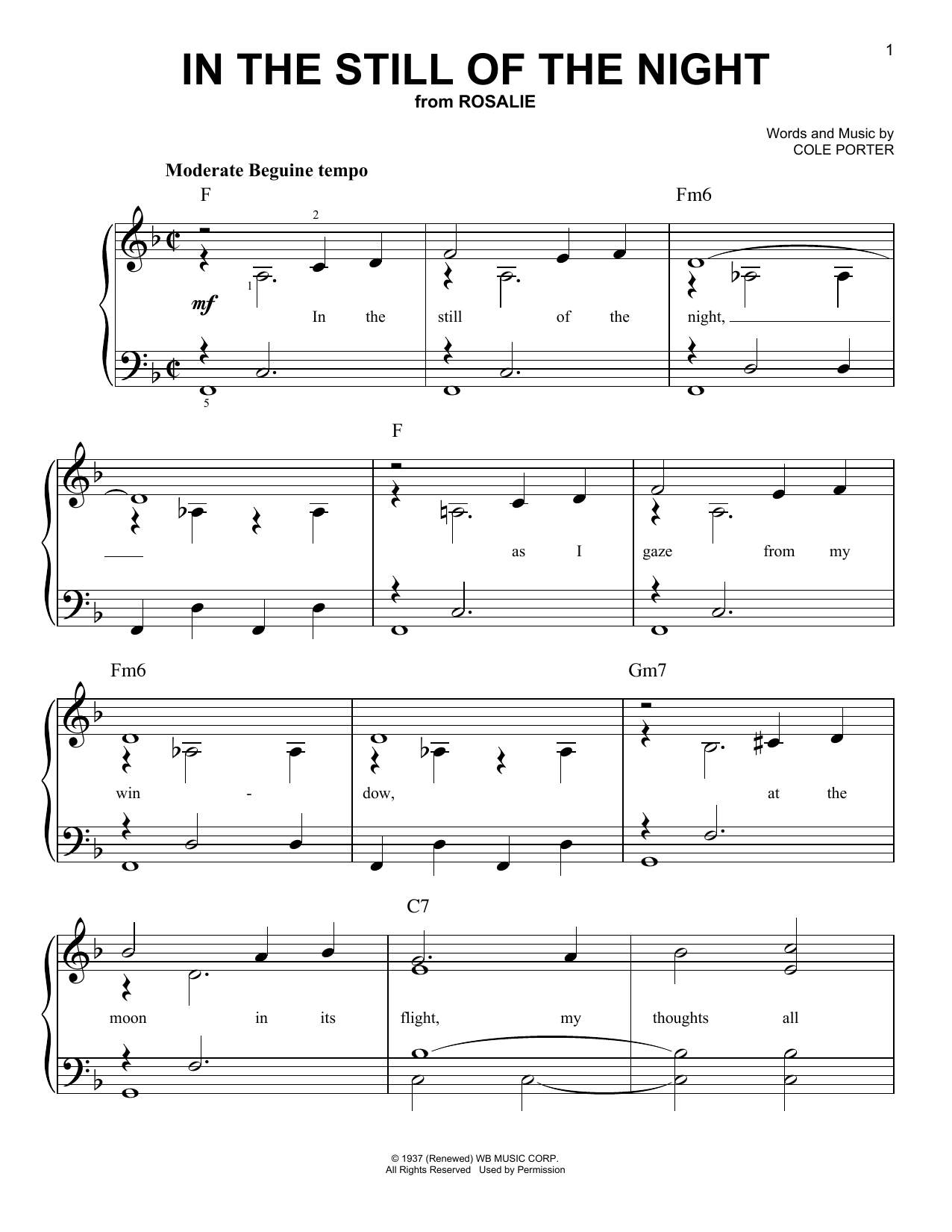 Download Cole Porter In The Still Of The Night Sheet Music and learn how to play Piano, Vocal & Guitar (Right-Hand Melody) PDF digital score in minutes
