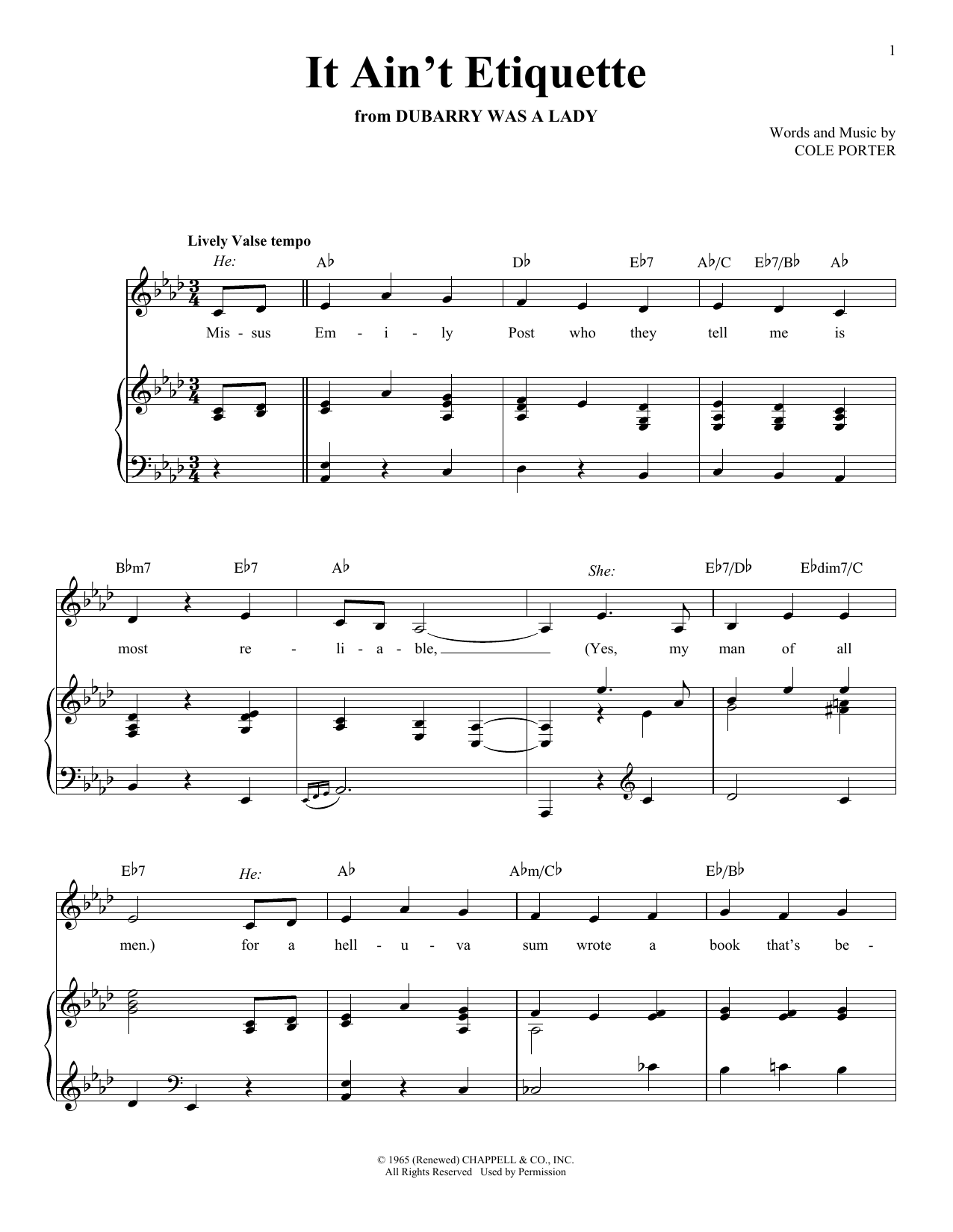 Download Cole Porter It Ain't Etiquette Sheet Music and learn how to play Piano, Vocal & Guitar (Right-Hand Melody) PDF digital score in minutes