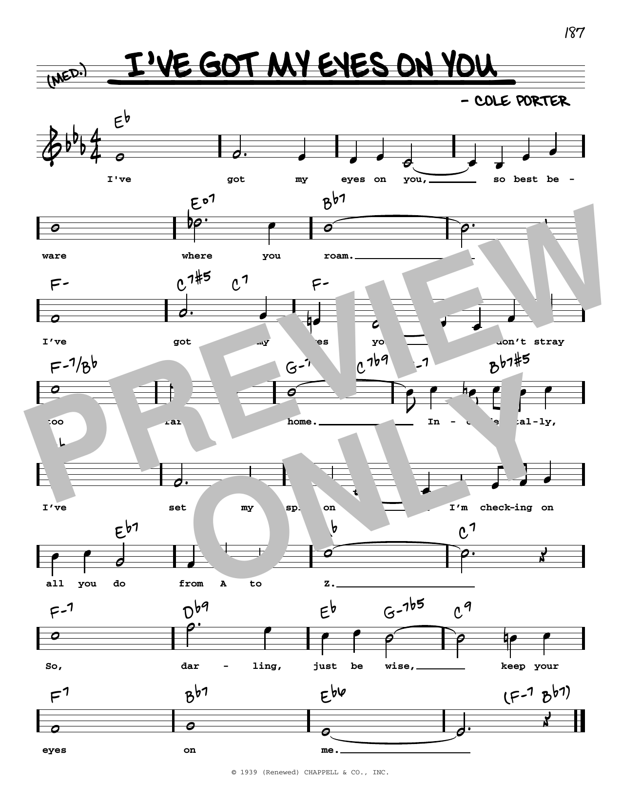 Download Cole Porter I've Got My Eyes On You (High Voice) Sheet Music and learn how to play Real Book – Melody, Lyrics & Chords PDF digital score in minutes