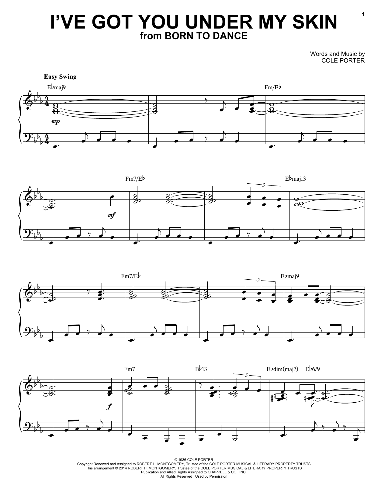 Download Cole Porter I've Got You Under My Skin Sheet Music and learn how to play Piano PDF digital score in minutes