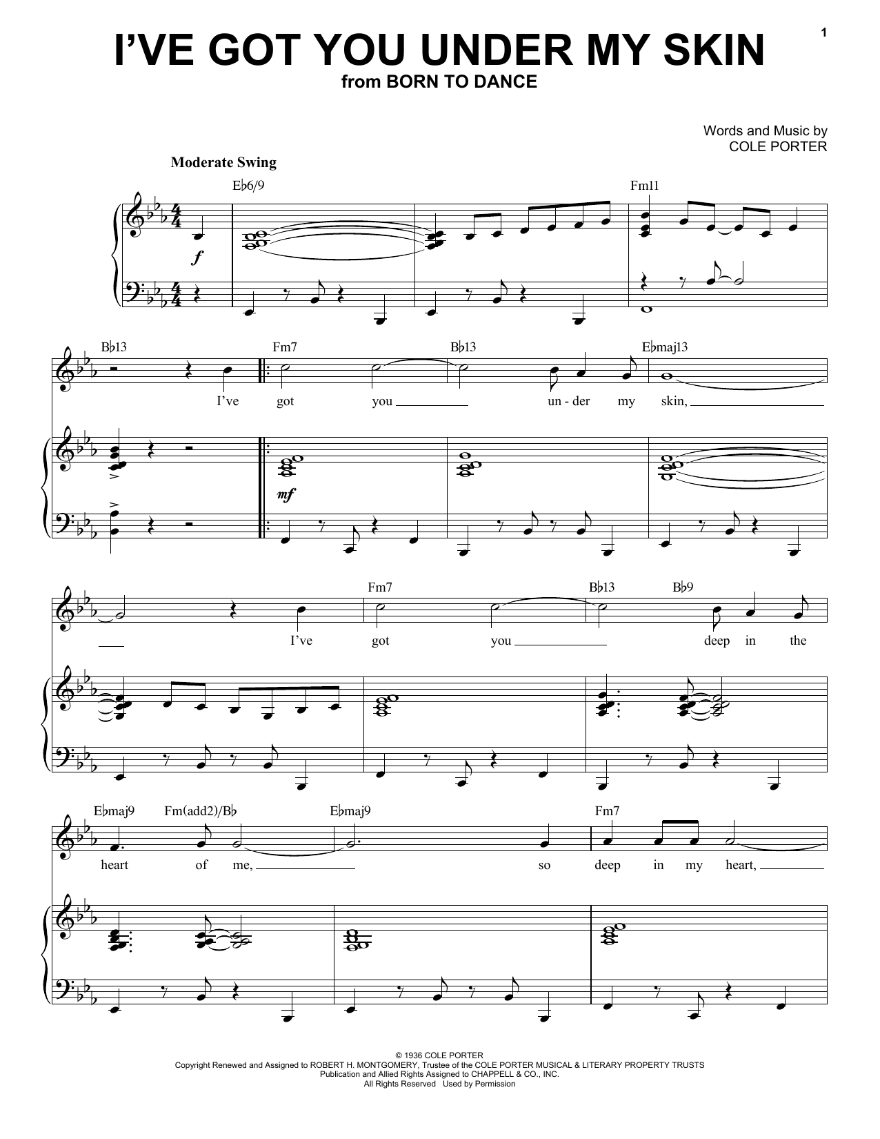 Download Cole Porter I've Got You Under My Skin [Jazz version] (from Born To Dance) (arr. Brent Edstr Sheet Music and learn how to play Piano & Vocal PDF digital score in minutes