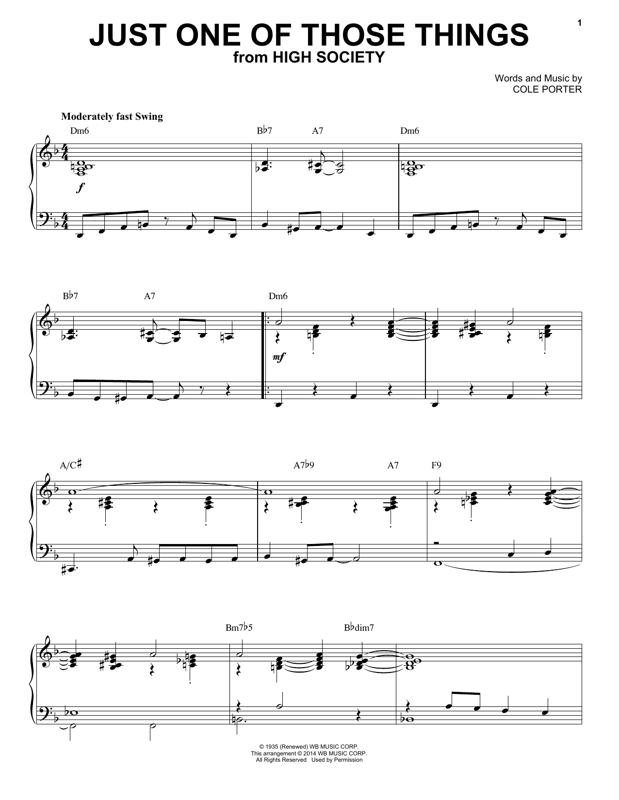 Download Cole Porter Just One Of Those Things Sheet Music and learn how to play Piano PDF digital score in minutes