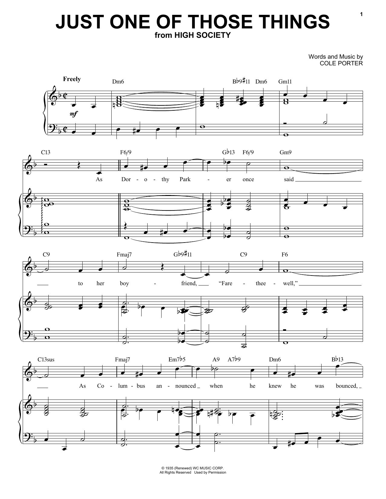 Download Cole Porter Just One Of Those Things [Jazz version] (from High Society) (arr. Brent Edstrom) Sheet Music and learn how to play Piano & Vocal PDF digital score in minutes