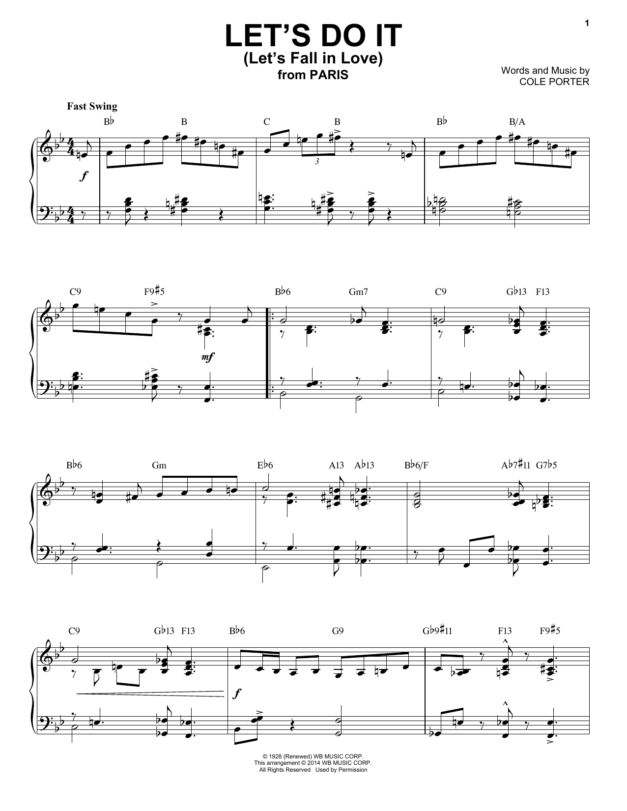 Download Cole Porter Let's Do It (Let's Fall In Love) [Jazz version] (arr. Brent Edstrom) Sheet Music and learn how to play Piano Solo PDF digital score in minutes