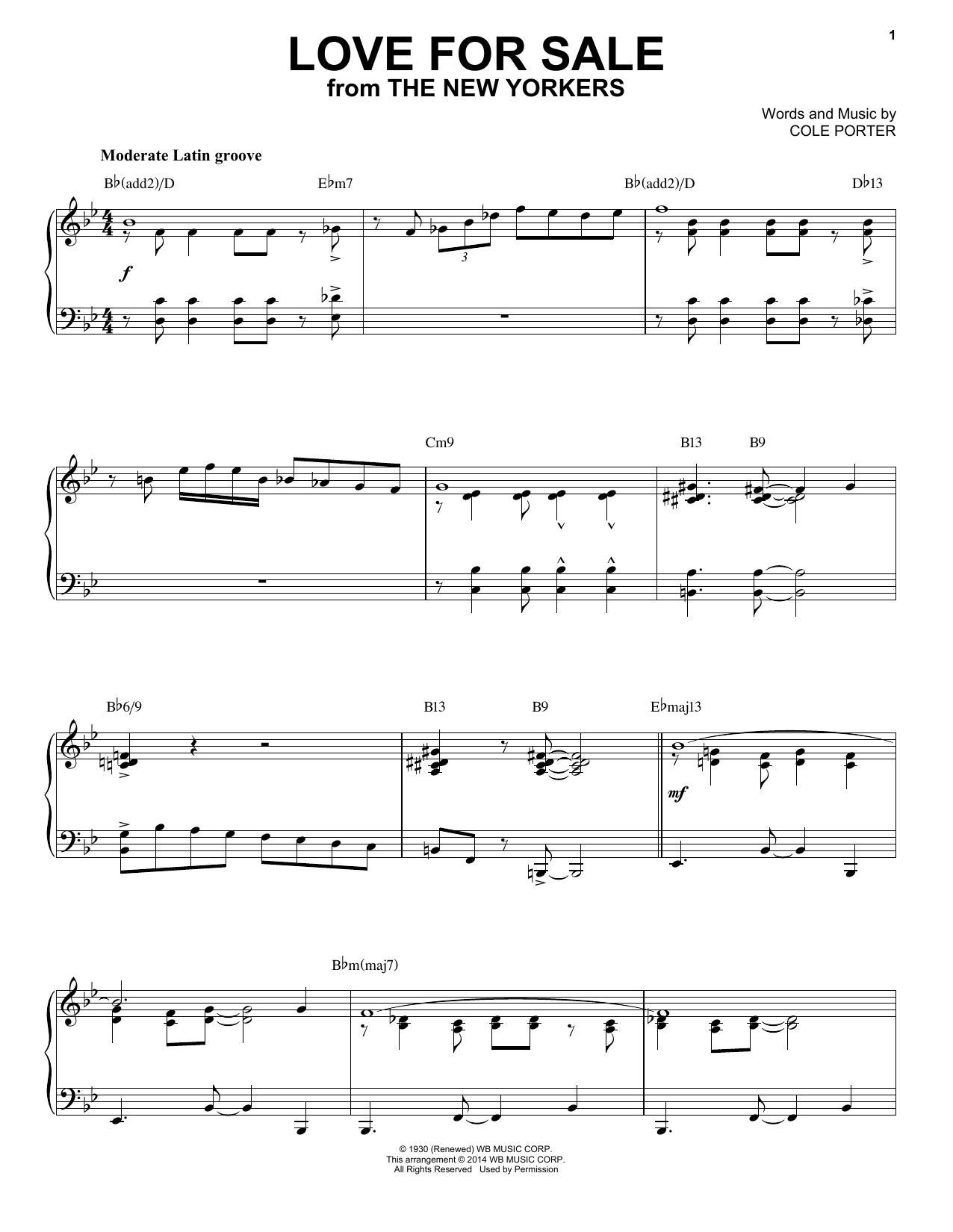 Download Cole Porter Love For Sale Sheet Music and learn how to play Piano PDF digital score in minutes