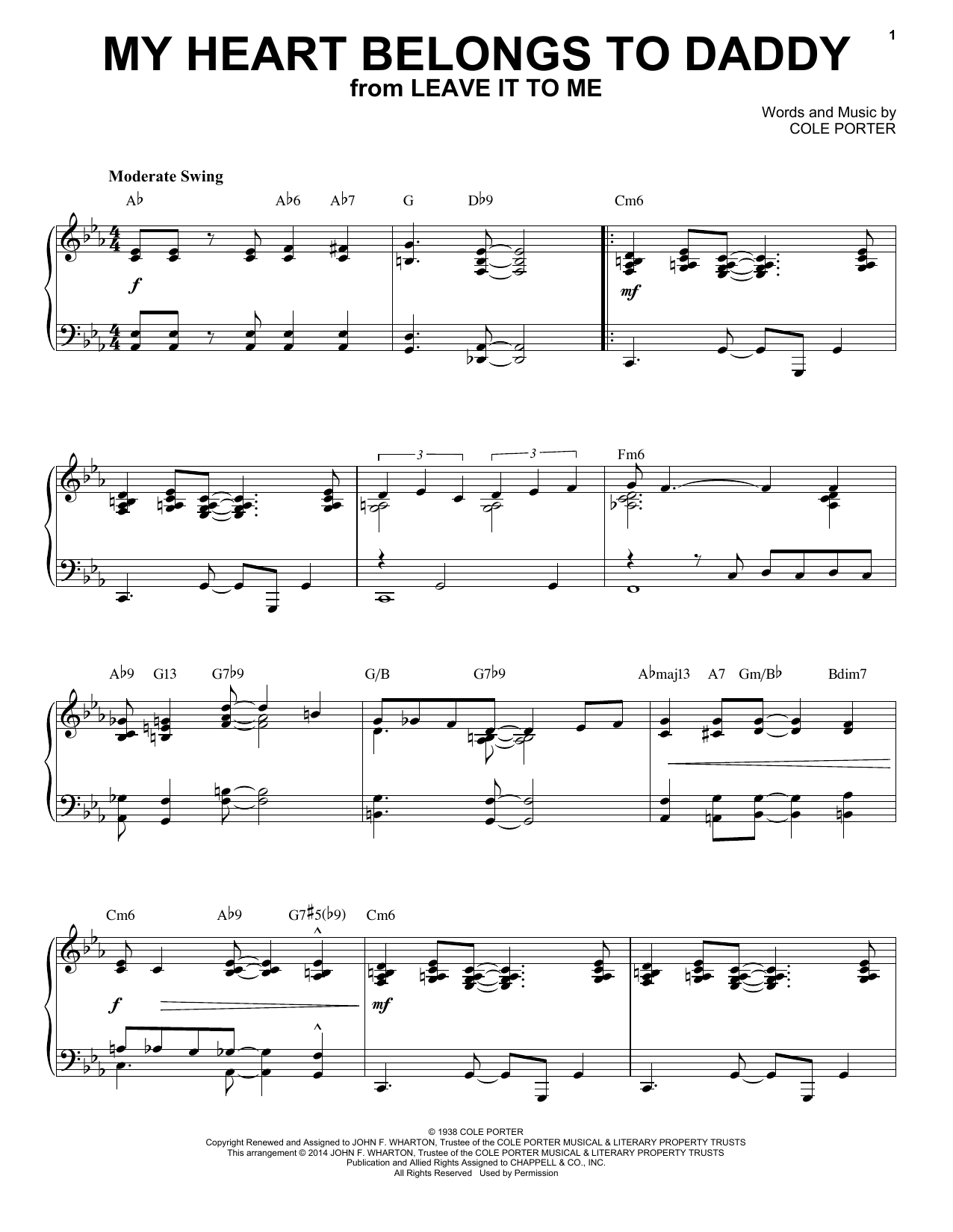 Download Cole Porter My Heart Belongs To Daddy Sheet Music and learn how to play Piano PDF digital score in minutes