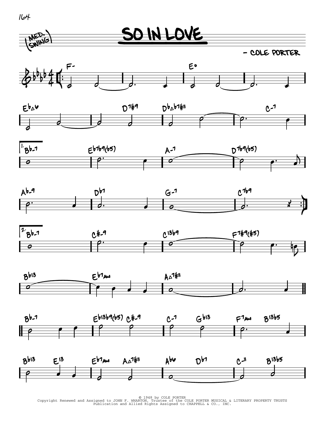 Download Cole Porter So In Love (arr. David Hazeltine) Sheet Music and learn how to play Real Book – Enhanced Chords PDF digital score in minutes